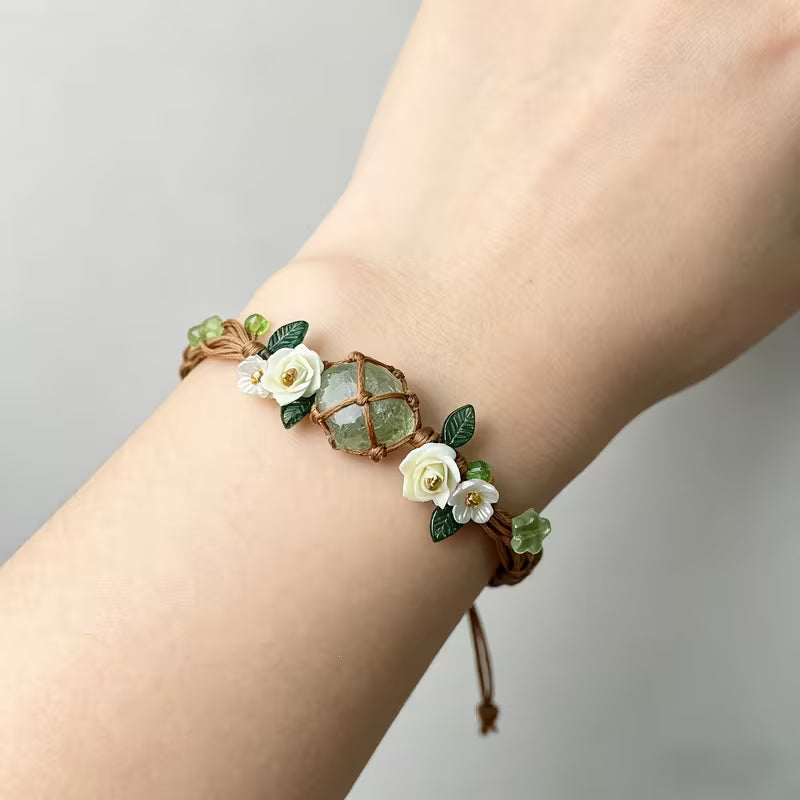 Green Crystal Leaf Bracelet