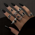 8-Piece Vintage Rhinestone Ring Set