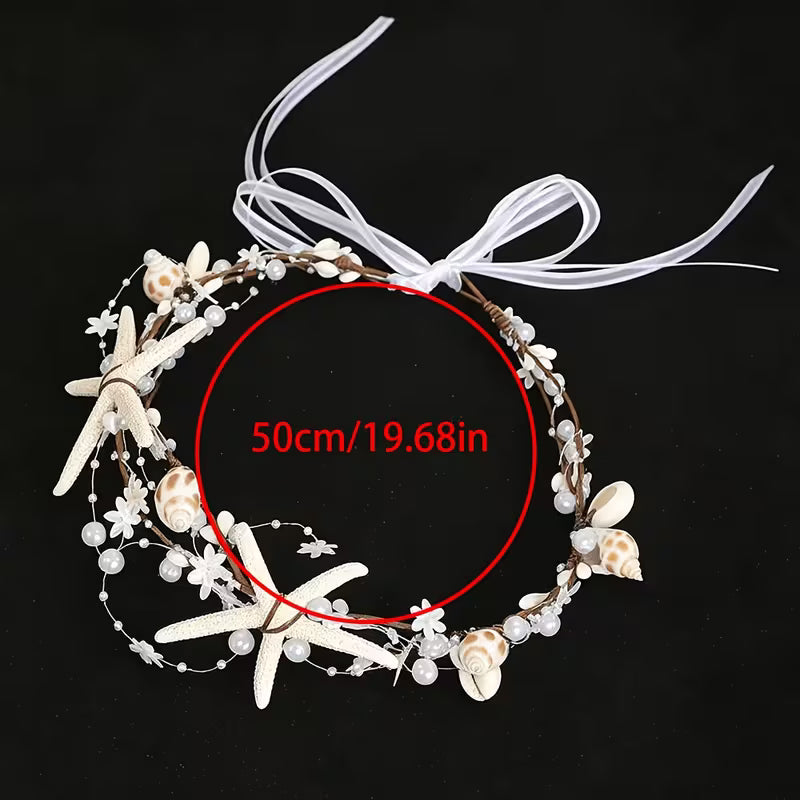 White Sea Conch Faux Pearl Headpiece