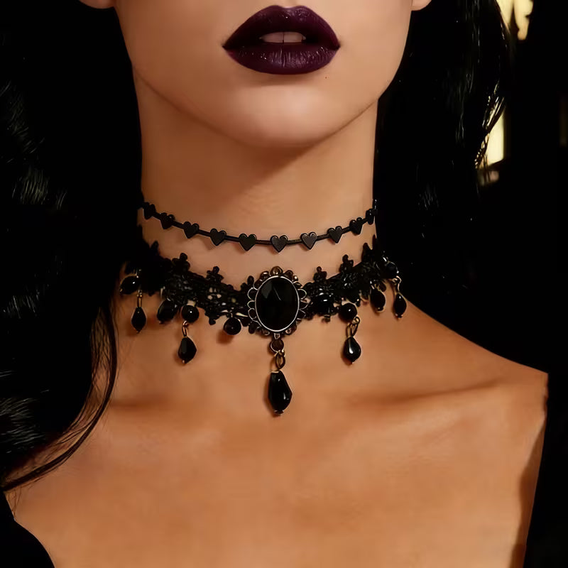 2-Piece Gothic Choker Necklace Set