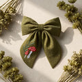 Cute Mushroom Embroidered Bow