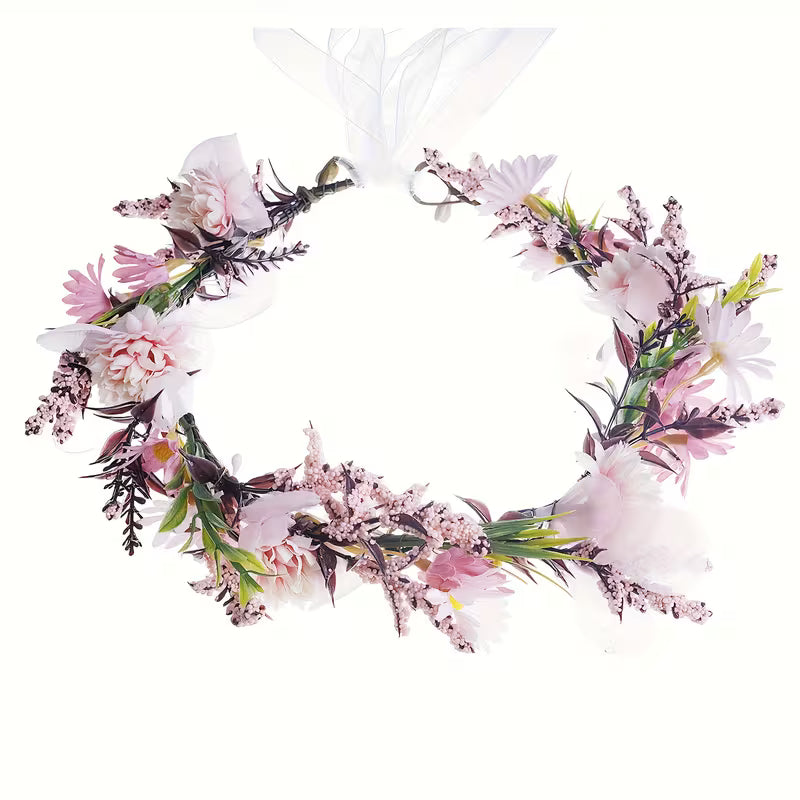 Pink Floral Forest  Ethereal Flower Crown