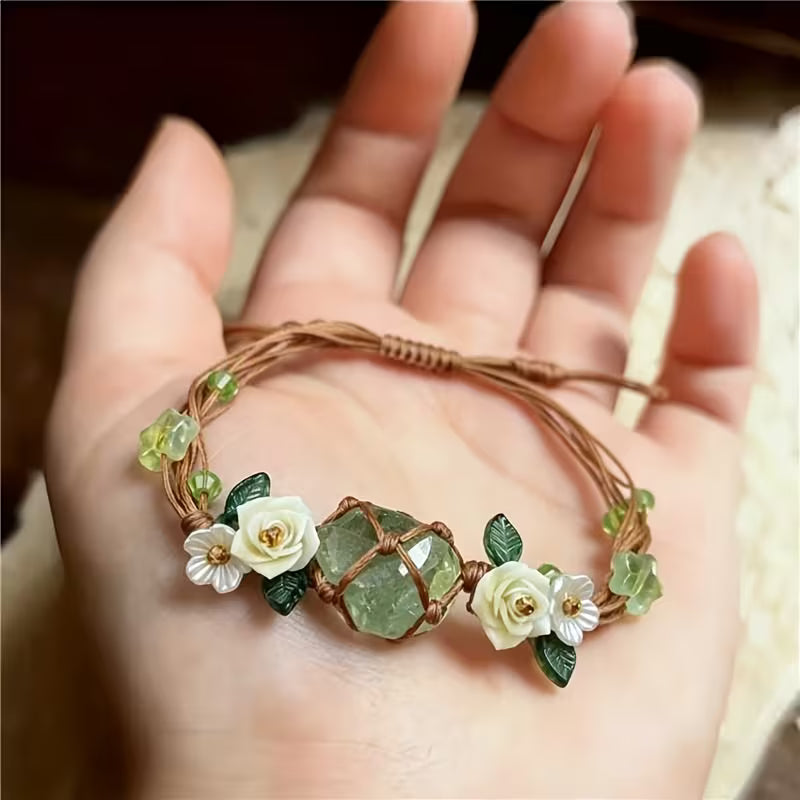 Green Crystal Leaf Bracelet