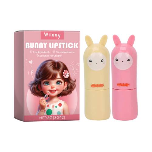 Wiieey Bunny Lipstick, Easy Clean Lip Gloss Lip Oil Children's Play House Toy Lipstick