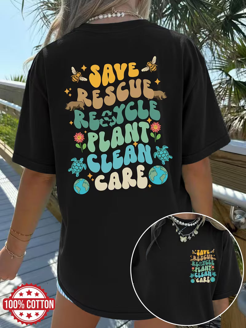 “Save the Plants Clean the Ocean” Graphic T-Shirt