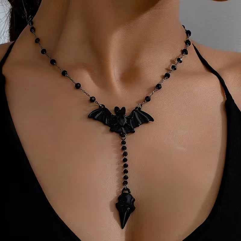 Black Bat Y-Necklace