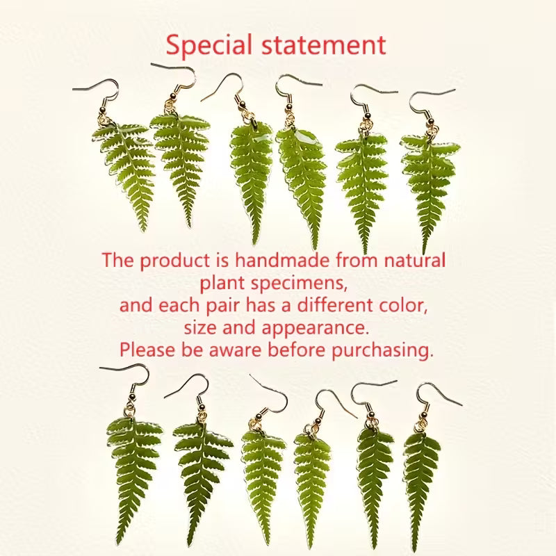 Real Pressed Green Leaf Earrings