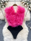 Sexy 3D Flowers Spliced Sheath Bodysuit
