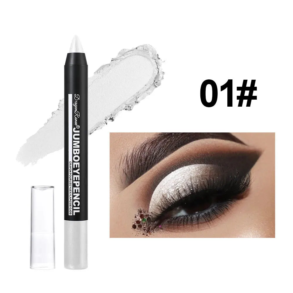 Smoky Dark Green Eyeshadow Pencil Stick Waterproof Pearlescent 12 Colors Metallic Glitter Eye Shadow Highlighter Pen Makeup Tool