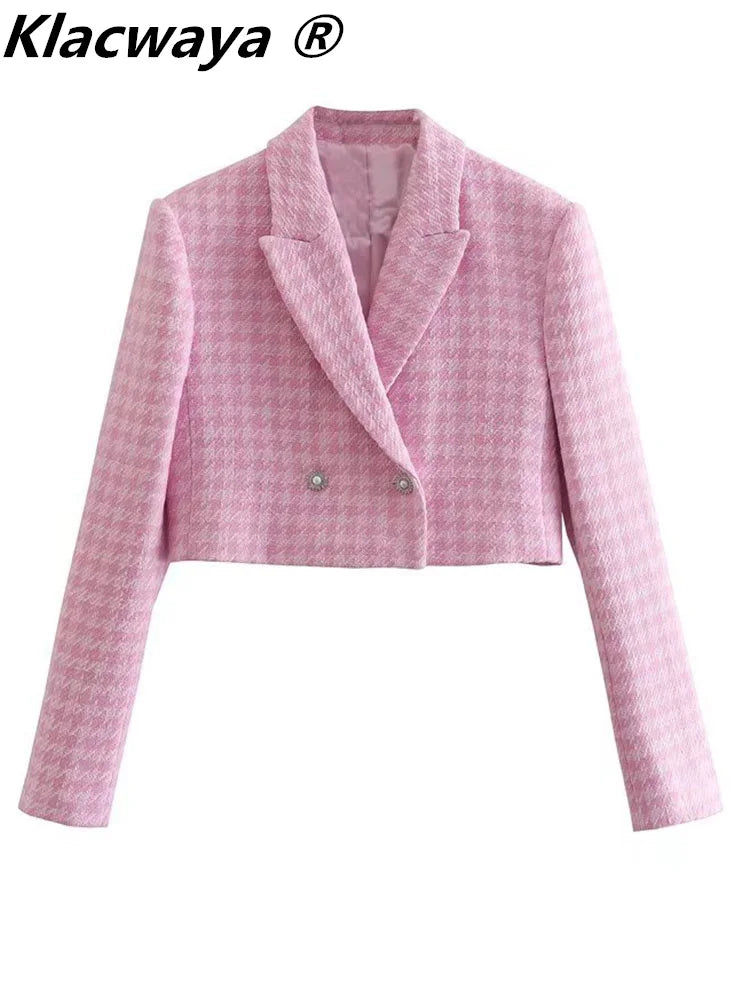 Klacwaya Tweed Set 2 Piece Chic Blazer Women Suit Shorts Sets Women 2022 Suit With Shorts For Women Female Suits