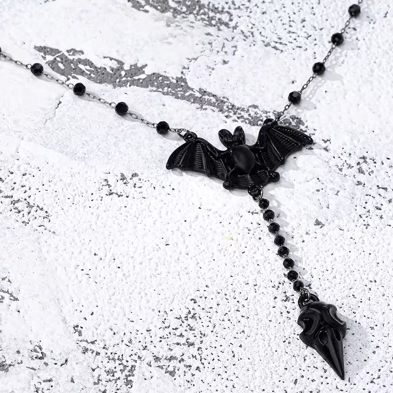 Black Bat Y-Necklace