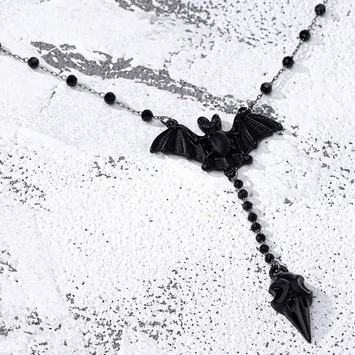 Black Bat Y-Necklace