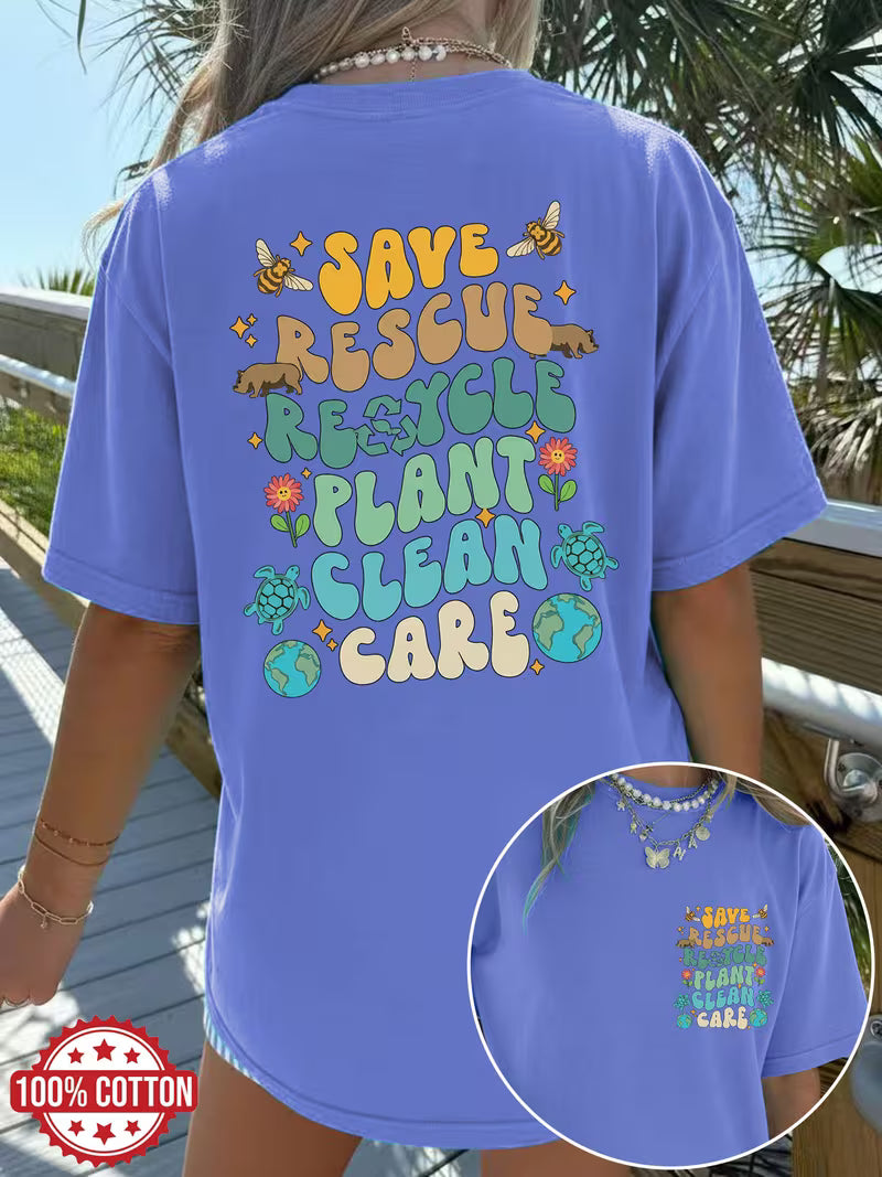 “Save the Plants Clean the Ocean” Graphic T-Shirt