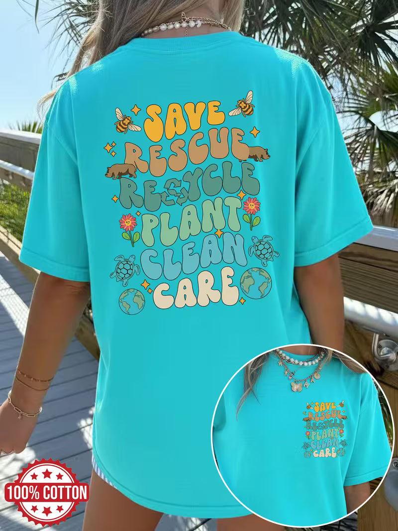 “Save the Plants Clean the Ocean” Graphic T-Shirt