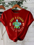 “Skip a Straw Save a Turtle” Earth Day Graphic T-Shirt