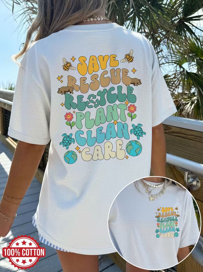 “Save the Plants Clean the Ocean” Graphic T-Shirt